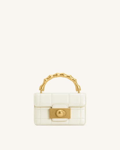 Kaia Bamboo Metal Handle Handbag - White | JW PEI