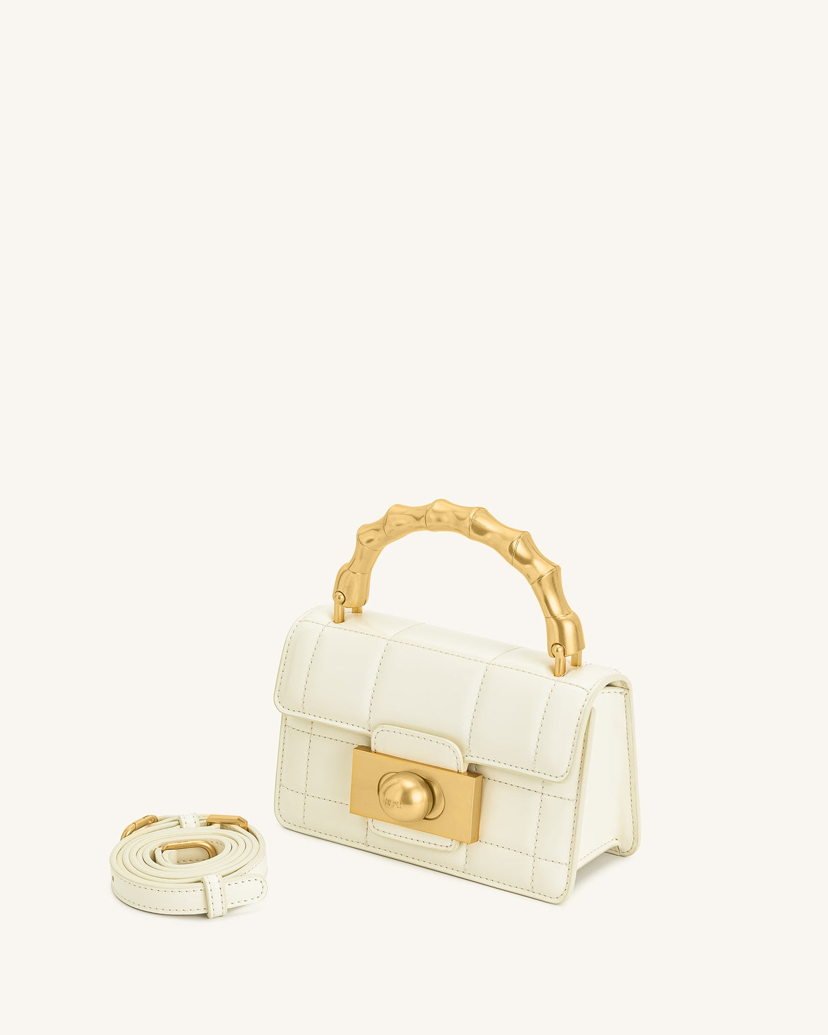 Kaia Bamboo Metal Handle Handbag - White | JW PEI