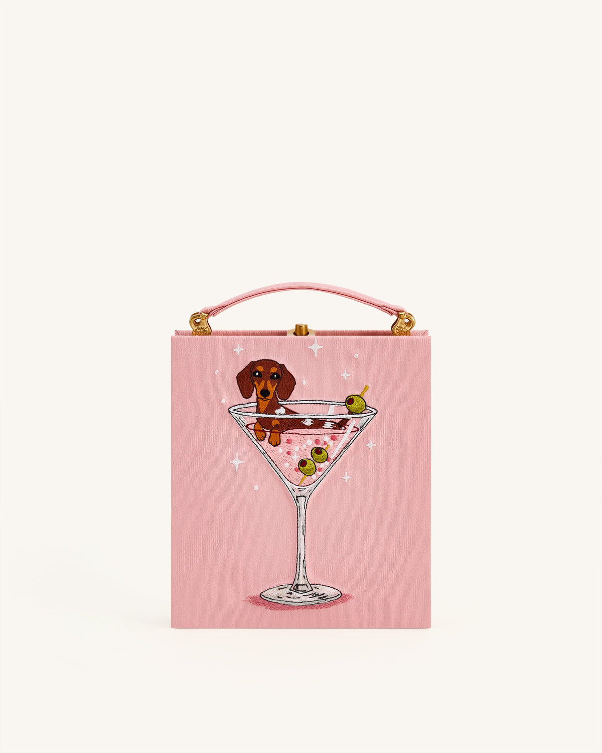 Taya Wine Glass Puppy Pattern Book Shape Clutch Bag - Pink | JW PEI