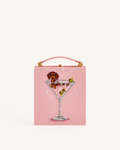Taya Wine Glass Puppy Pattern Book Shape Clutch Bag - Pink | JW PEI