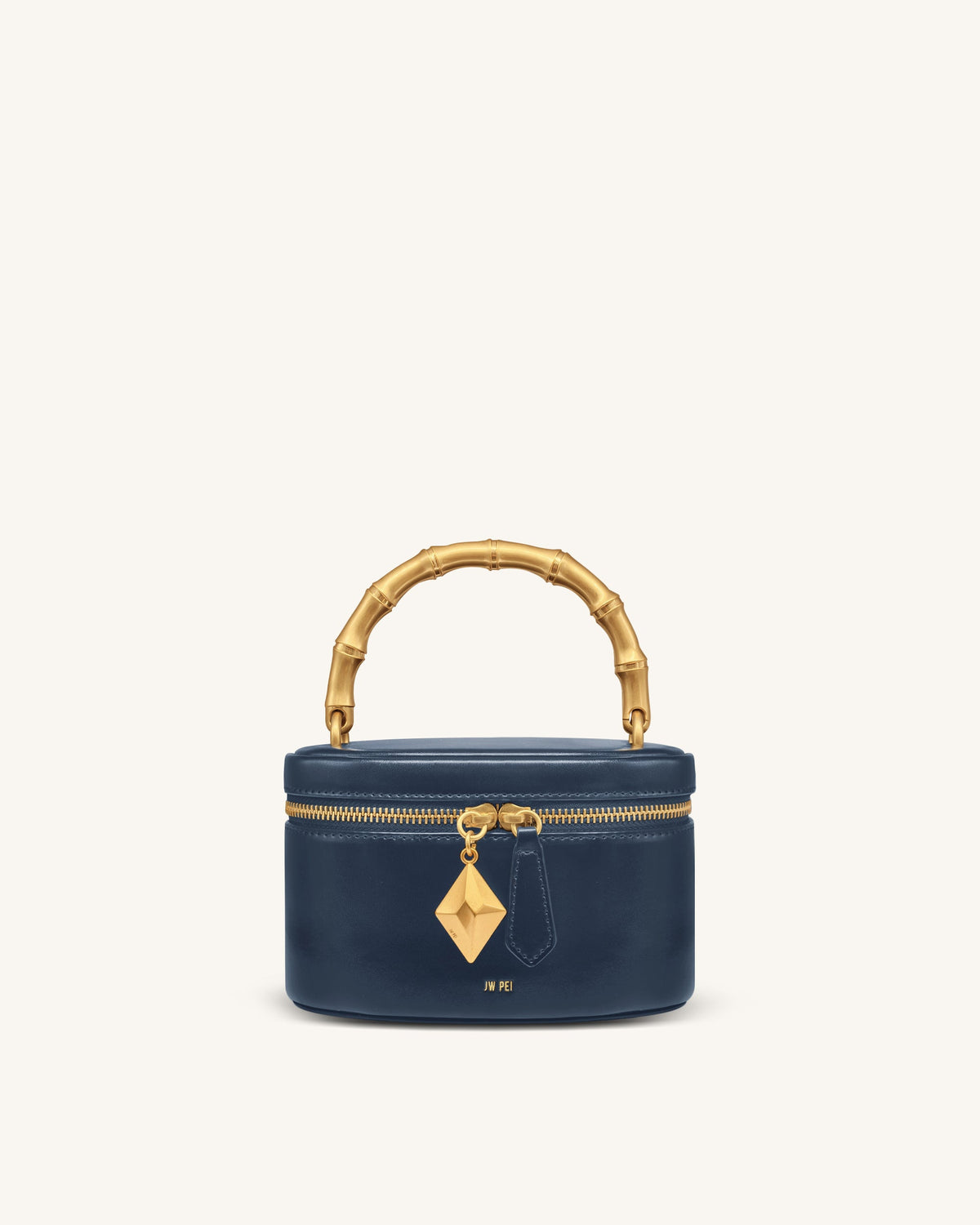 Natalie Metal Geometric Pendant Handle Bag - Navy | JW PEI