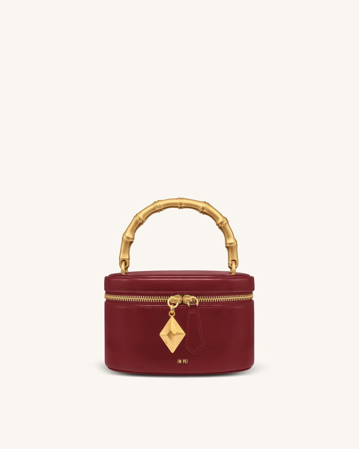 Natalie Metal Geometric Pendant Handle Bag - Burgundy | JW PEI