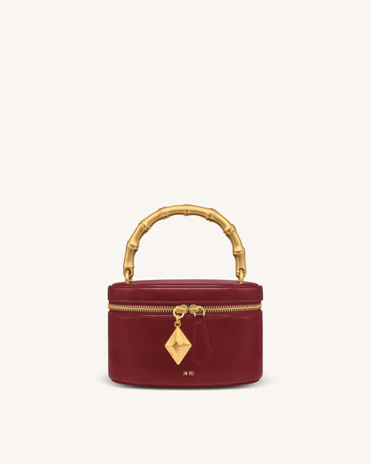 Natalie Metal Geometric Pendant Handle Bag - Burgundy | JW PEI