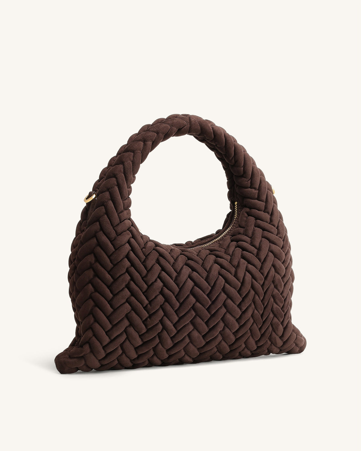 Cora Faux Suede Quilting Handle Bag - Dark Brown | JW PEI