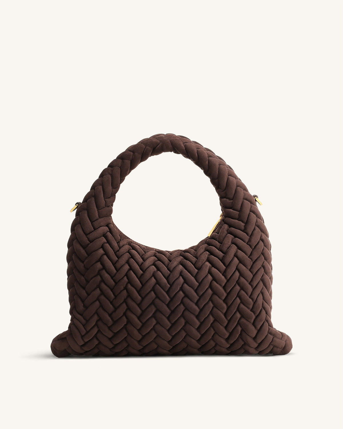 Cora Faux Suede Quilting Handle Bag - Dark Brown | JW PEI