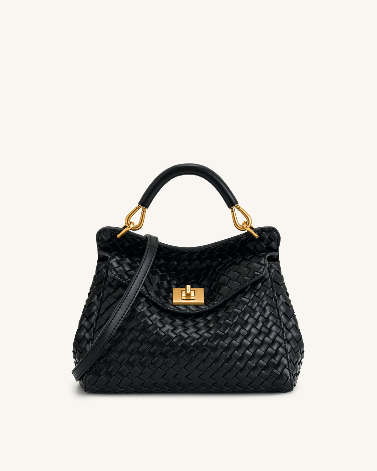 Lucia Classic Top Handle Woven Bag - Black | JW PEI
