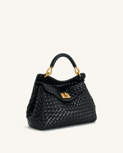 Lucia Classic Top Handle Woven Bag - Black | JW PEI
