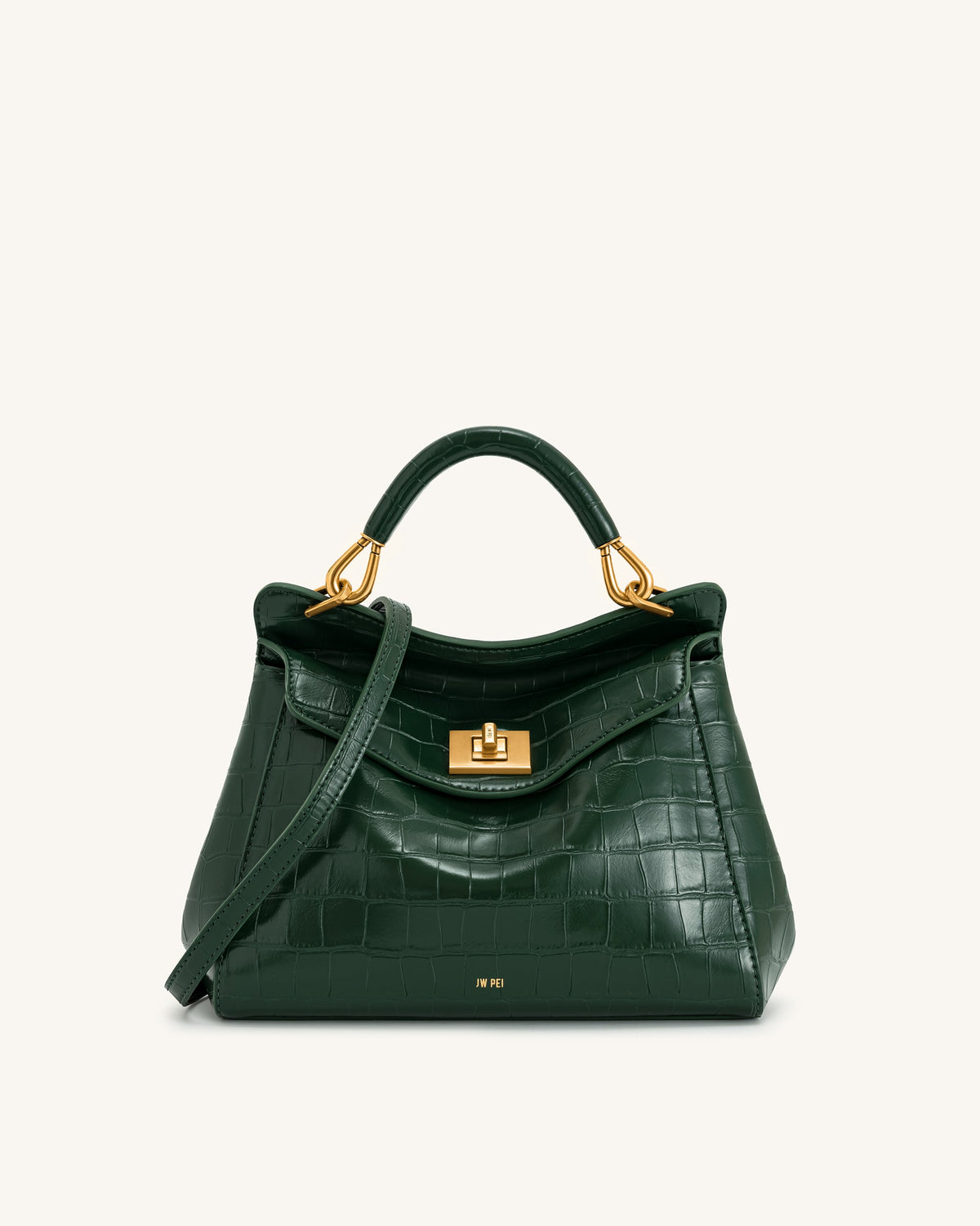 Lucia Classic Top Handbag - Green Croc | JW PEI