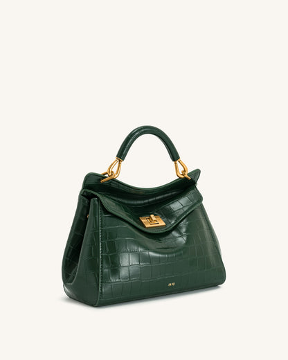 Lucia Classic Top Handbag - Green Croc | JW PEI