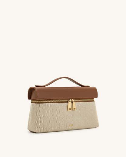 Thea Top Handle Bag - Brown Canvas | JW PEI