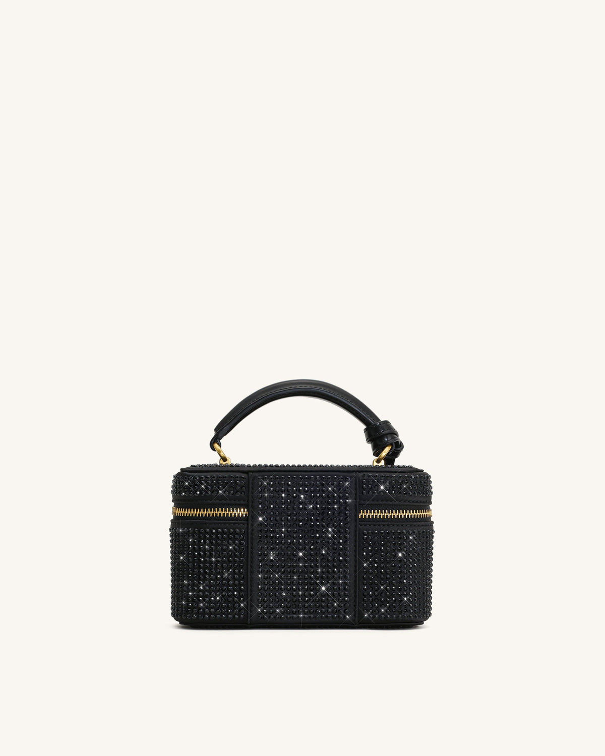 Cleo Artificial Crystal Box Shape Top Handle Bag - Black | JW PEI