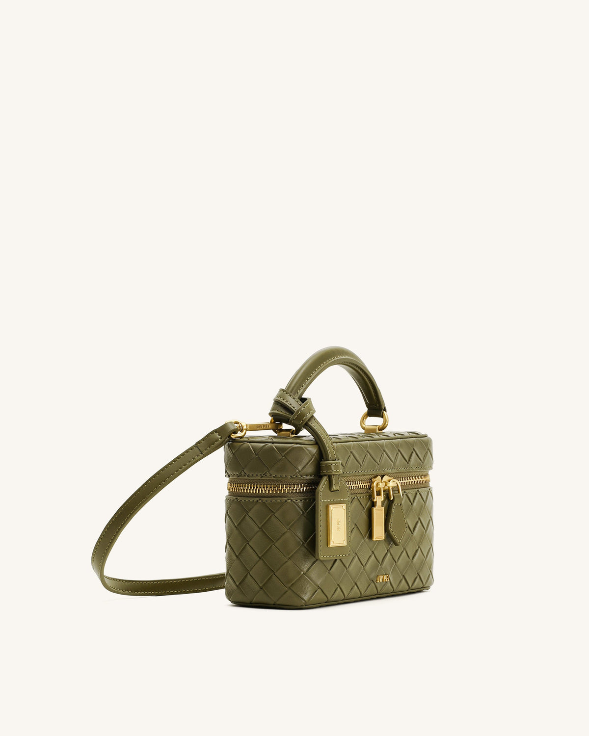 Cleo Woven Texture Box Shape Top Handle Bag - Olive Green | JW PEI