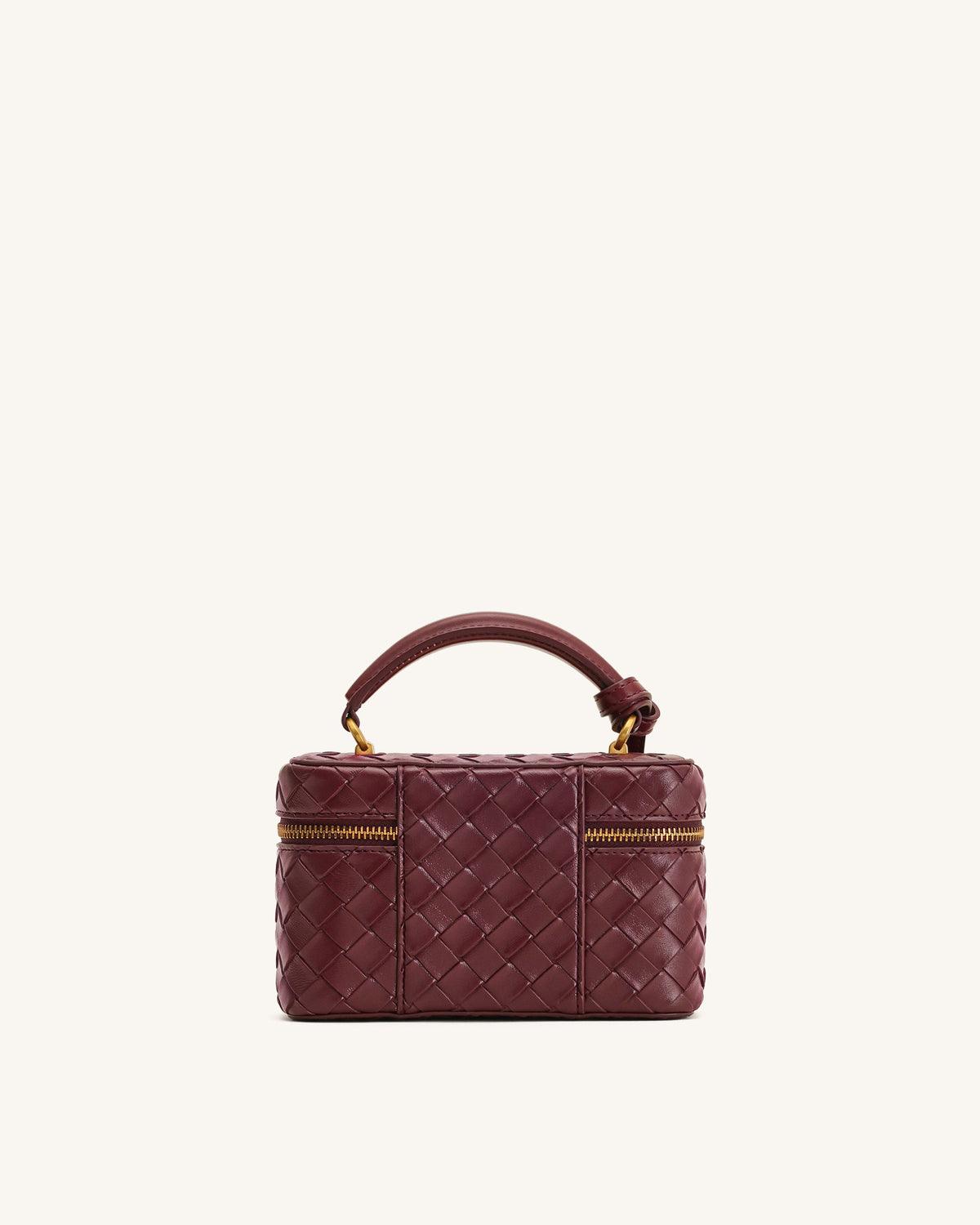Cleo Woven Texture Box Shape Top Handle Bag - Claret | JW PEI