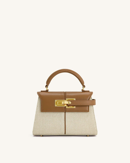 Elise Top Handle Bag - Brown Canvas | JW PEI
