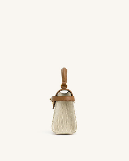 Elise Top Handle Bag - Brown Canvas | JW PEI