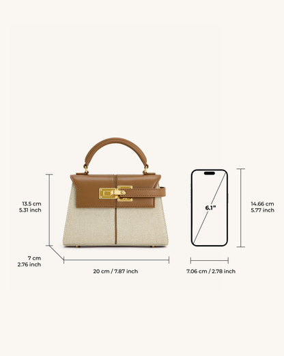 Elise Top Handle Bag - Brown Canvas | JW PEI
