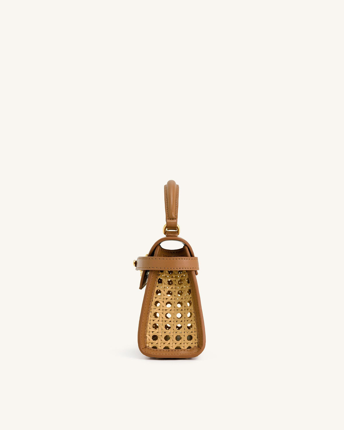 Elise Faux Bamboo Woven Top Handle Bag - Brown | JW PEI