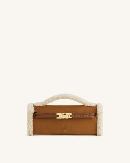 Bria Faux Suede Structured Top Handle Bag - Yellow Brown | JW PEI