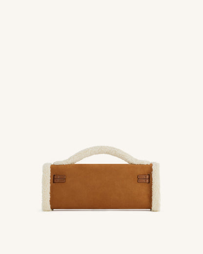 Bria Faux Suede Structured Top Handle Bag - Yellow Brown | JW PEI