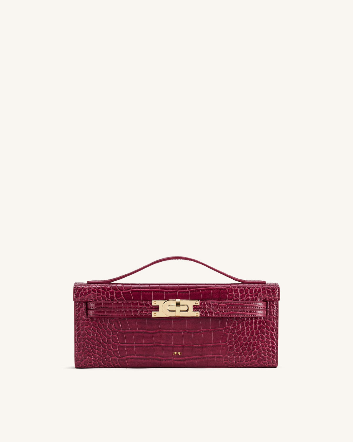 Bria Structured Top Handle Bag - Burgundy Croc | JW PEI