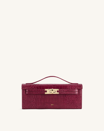 Bria Structured Top Handle Bag - Burgundy Croc | JW PEI