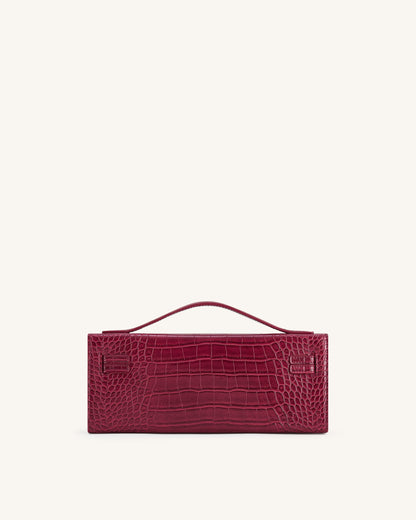 Bria Structured Top Handle Bag - Burgundy Croc | JW PEI