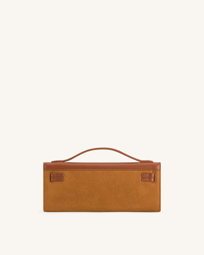 Bria Faux Suede Structured Top Handle Bag - Brown | JW PEI