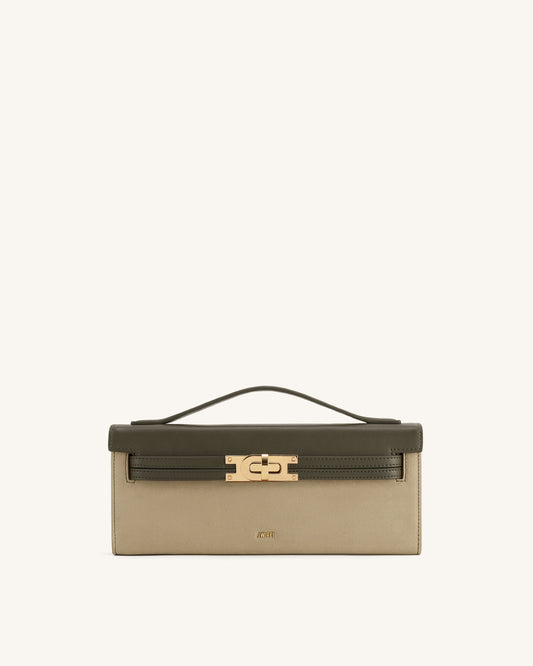 Bria Faux Suede Structured Top Handle Bag - Dark Olive | JW PEI