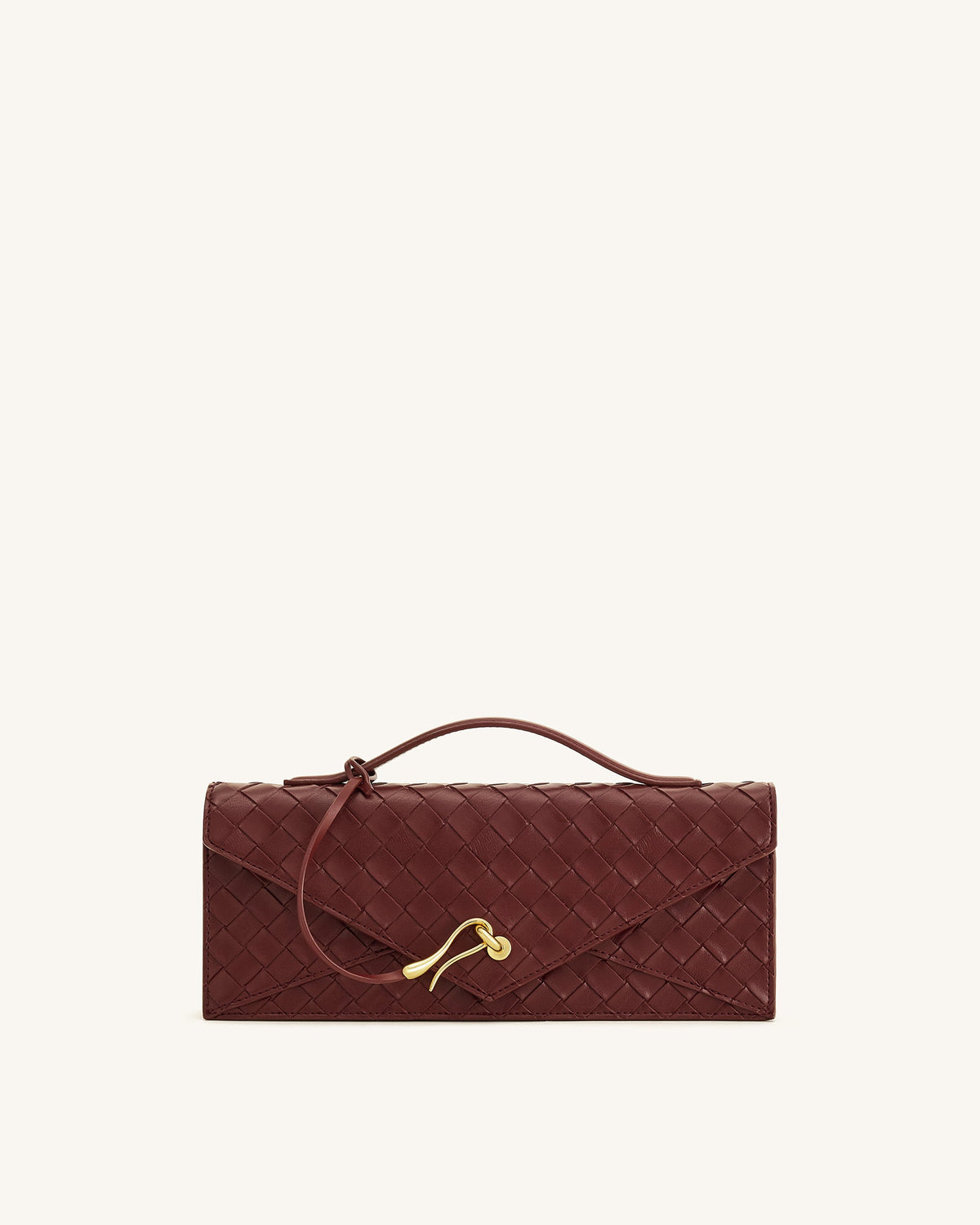 Celeste Woven Textured Envelope Top Handle Bag - Burgundy | JW PEI
