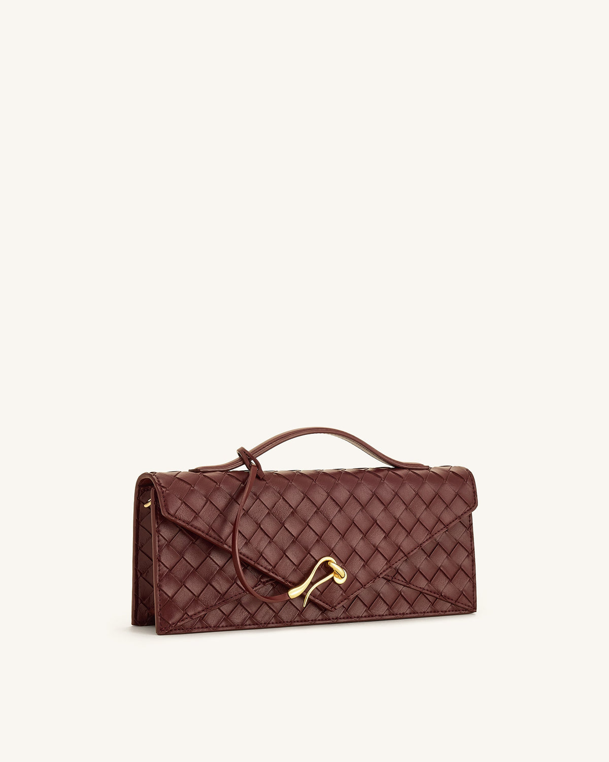 Celeste Woven Textured Envelope Top Handle Bag - Burgundy | JW PEI