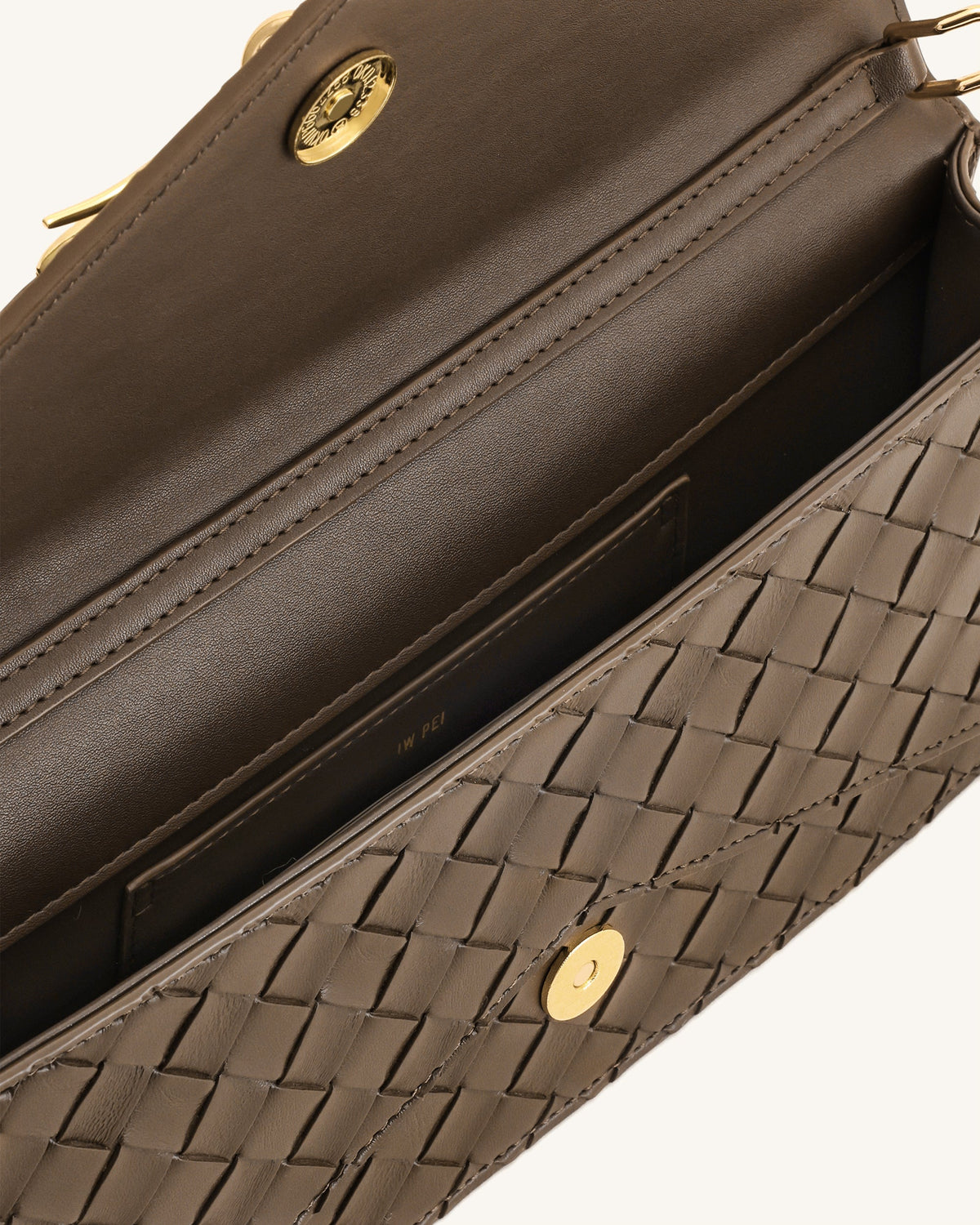 Celeste Woven Textured Envelope Top Handle Bag - Mocha Brown | JW PEI