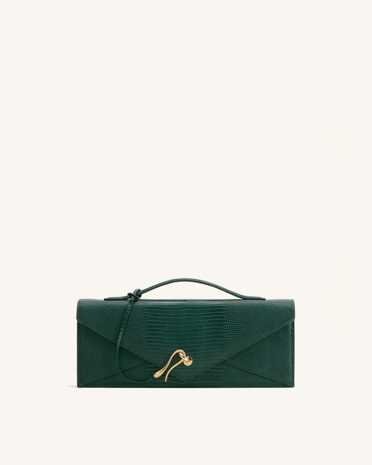 Celeste Envelope Top Handle Bag - Olive Green Lizard Texture | JW PEI