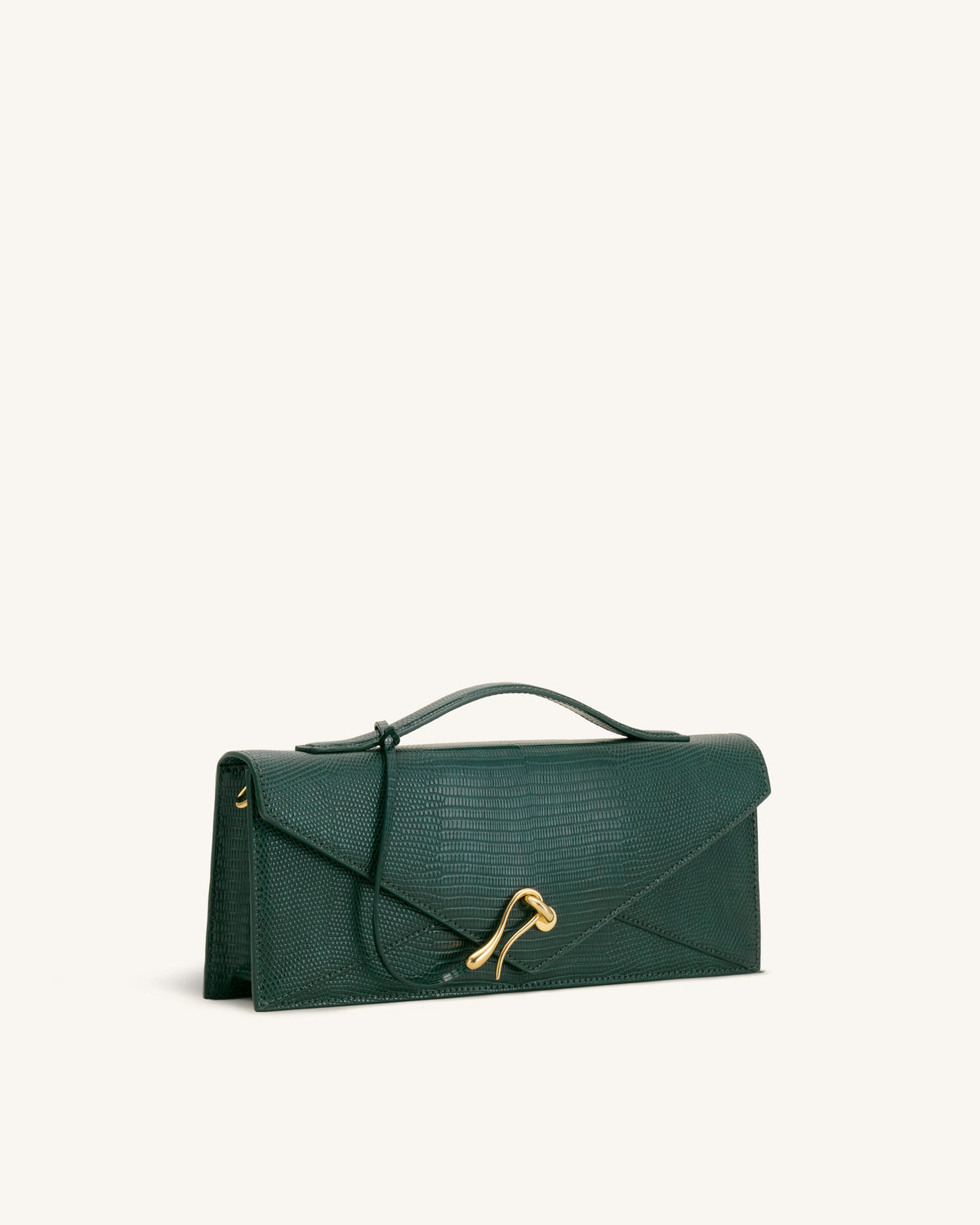 Celeste Envelope Top Handle Bag - Olive Green Lizard Texture | JW PEI