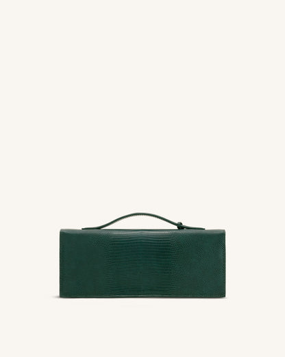 Celeste Envelope Top Handle Bag - Olive Green Lizard Texture | JW PEI