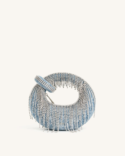 Abacus Denim Artificial Crystal Mini Top Handle Bag - Blue | JW PEI