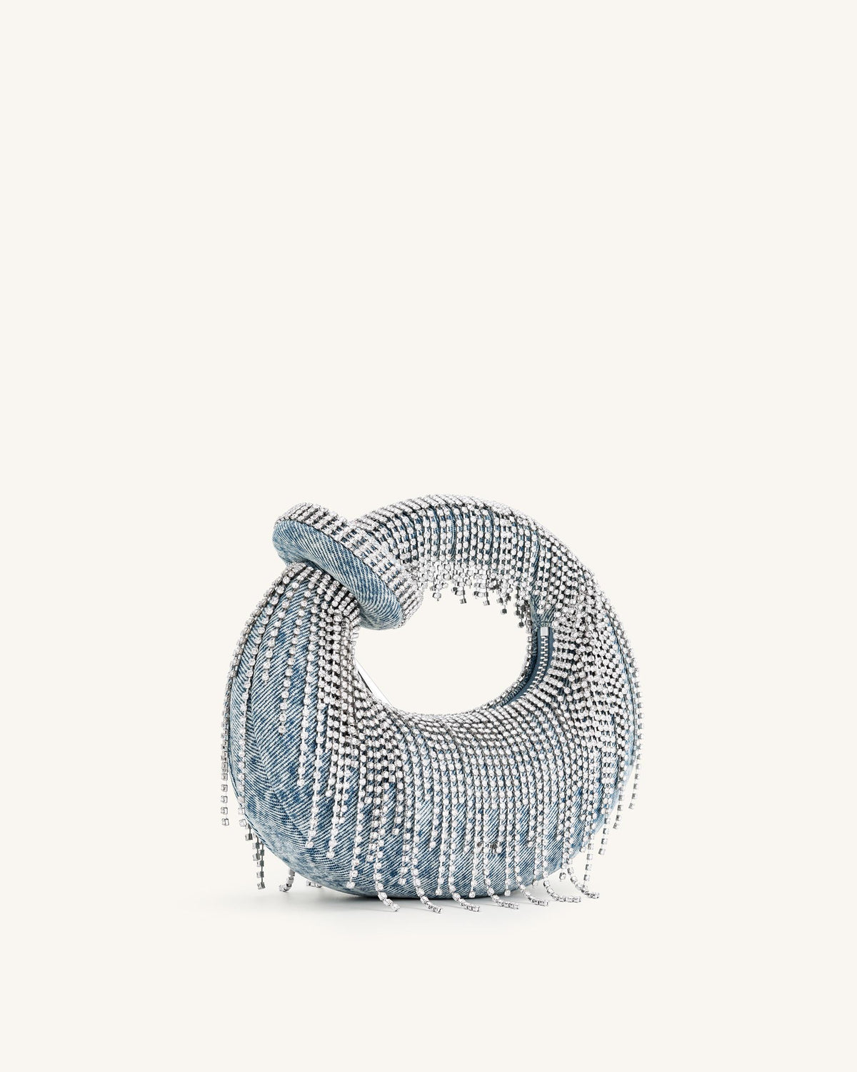 Abacus Denim Artificial Crystal Mini Top Handle Bag - Blue | JW PEI