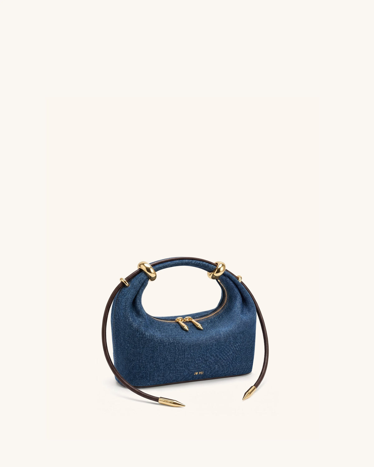 Ellie Metal Ring Embellished Top Handle Bag - Blue Denim | JW PEI