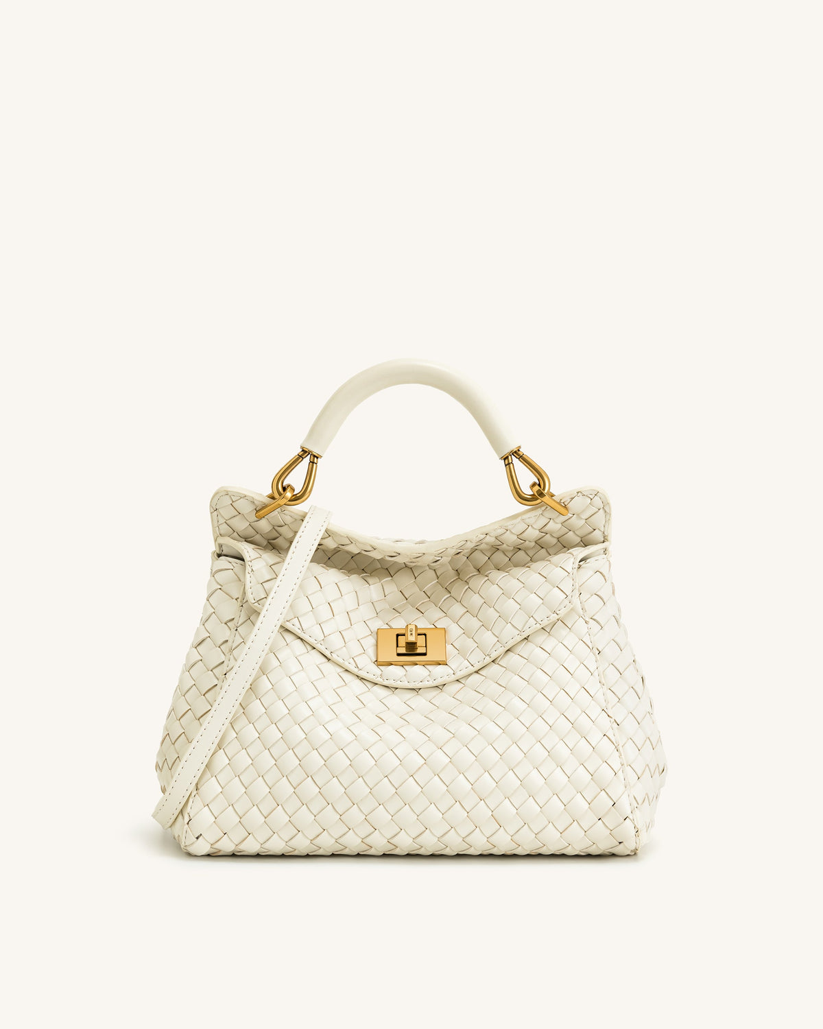 Lucia Classic Top Handle Woven Bag - White | JW PEI