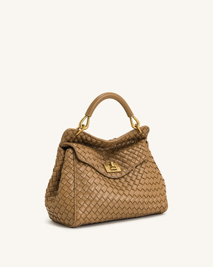 Lucia Classic Top Handle Woven Bag - Brown | JW PEI