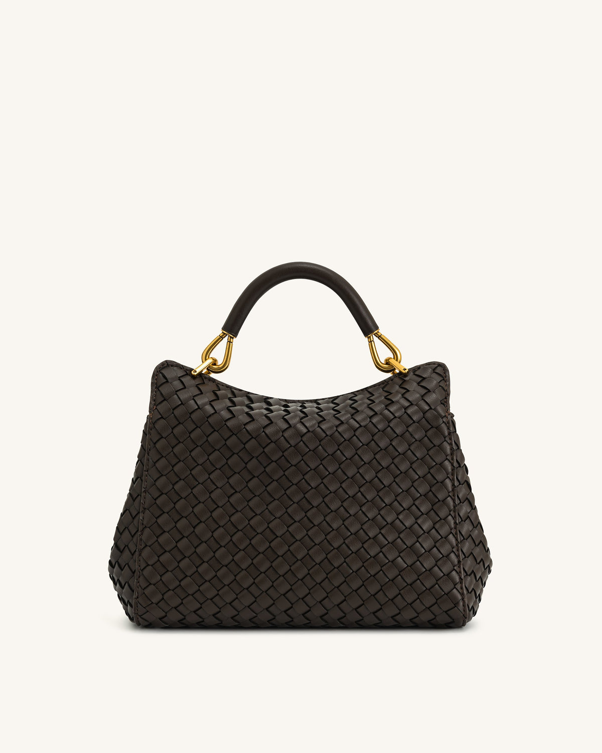 Lucia Classic Top Handle Woven Bag - Dark Brown | JW PEI