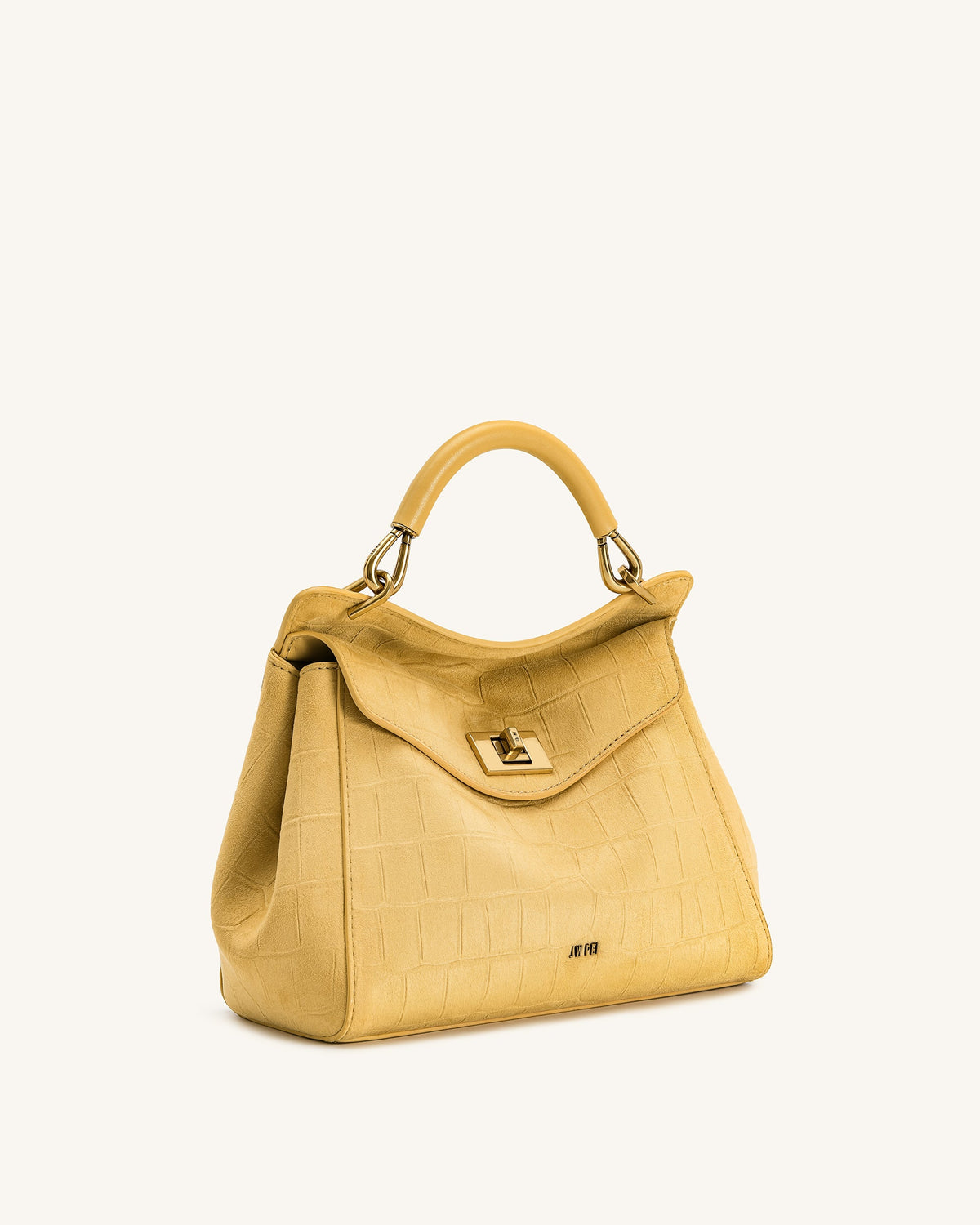 Lucia Classic Croc-Embossed Faux Suede Top Handle Bag - Yellow | JW PEI