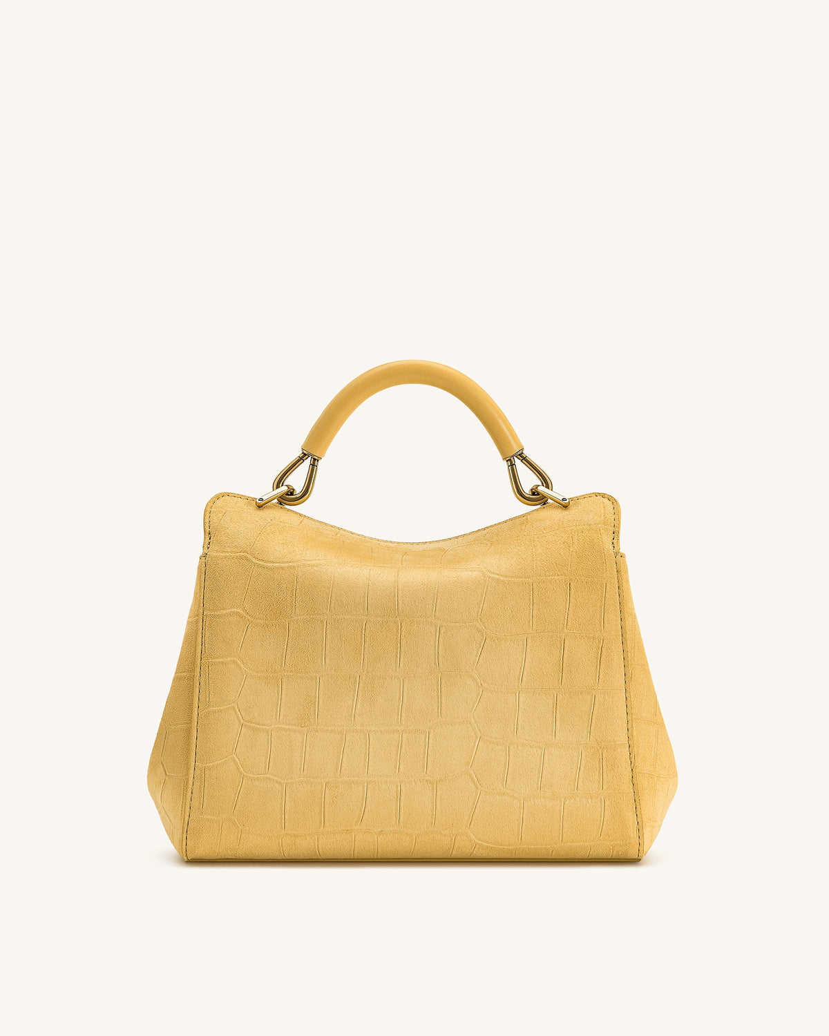 Lucia Classic Croc-Embossed Faux Suede Top Handle Bag - Yellow | JW PEI