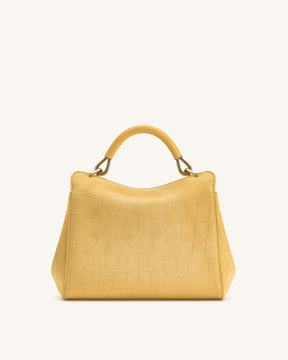 Lucia Classic Croc-Embossed Faux Suede Top Handle Bag - Yellow | JW PEI
