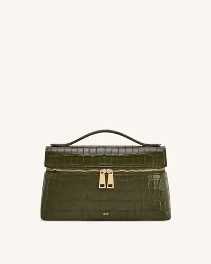 Thea Croc-Embossed Top Handle Bag - Olive Green | JW PEI