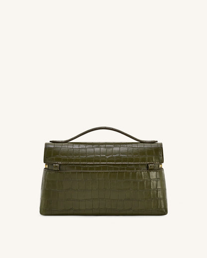 Thea Croc-Embossed Top Handle Bag - Olive Green | JW PEI
