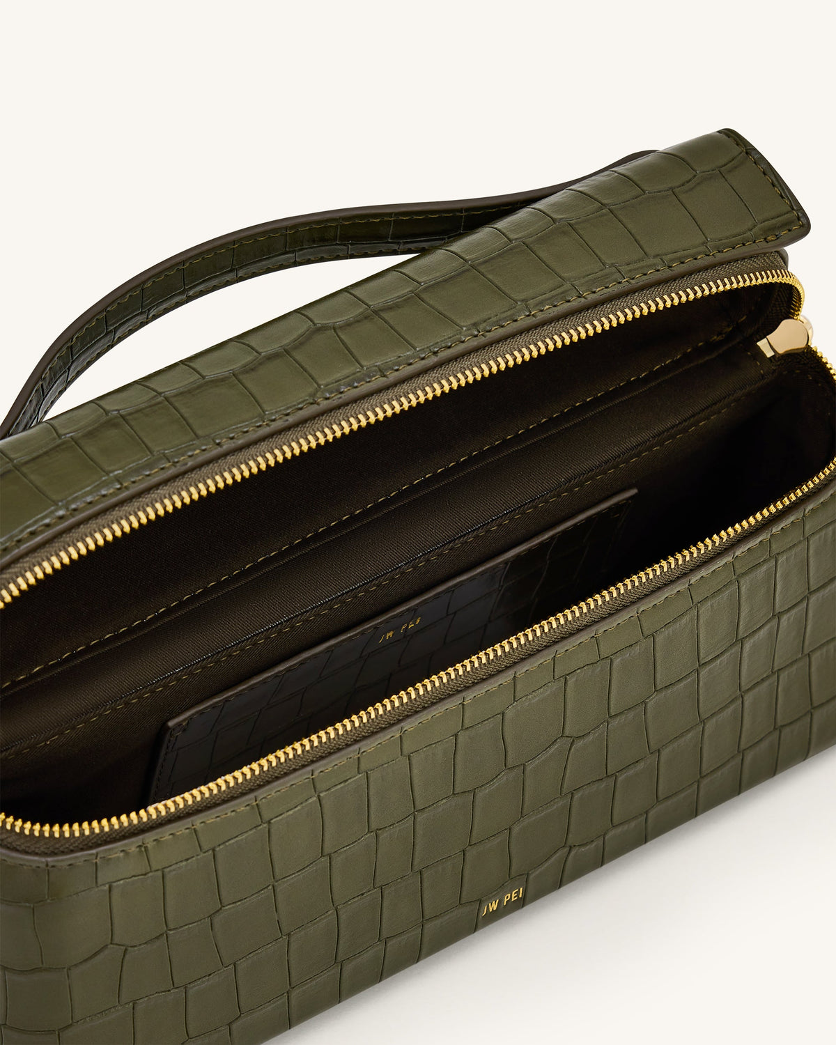 Thea Croc-Embossed Top Handle Bag - Olive Green | JW PEI