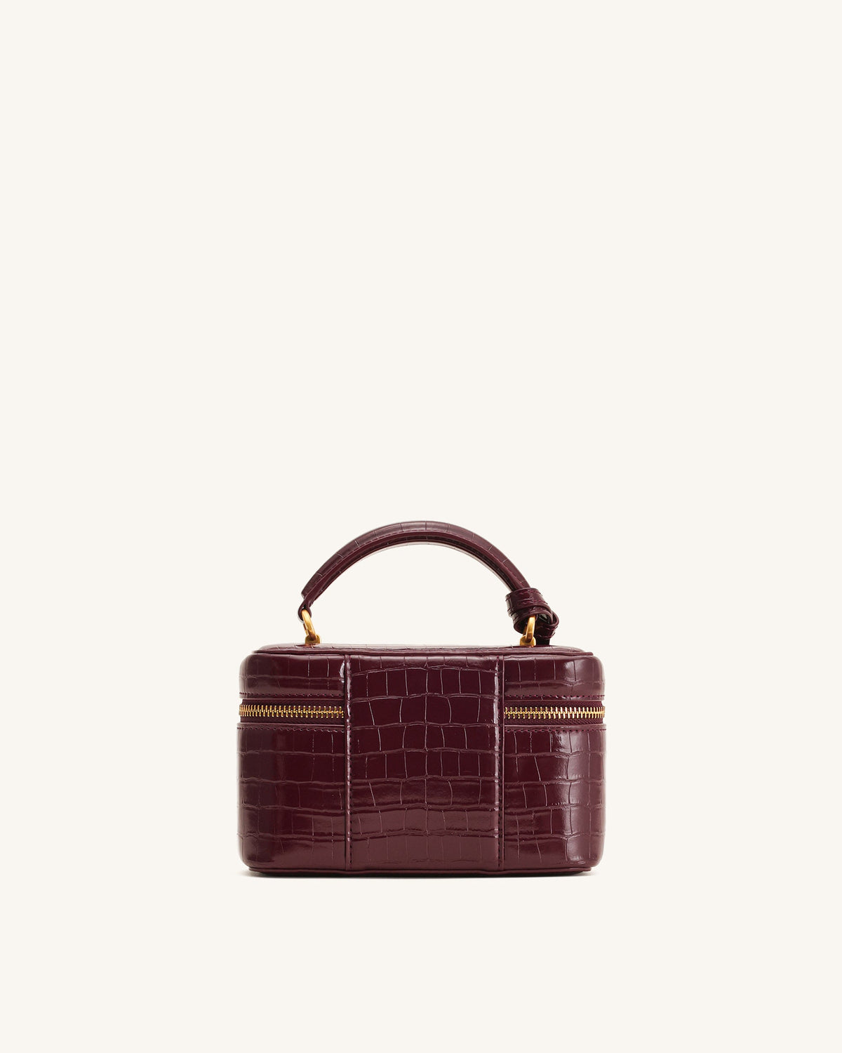 Cleo Box Shape Top Handle Bag - Claret Croc | JW PEI
