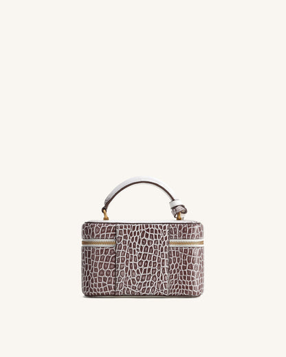 Cleo Box Shape Top Handle Bag - White Croc | JW PEI
