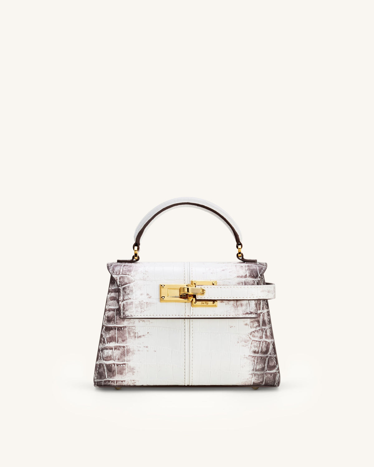 Elise Top Handle Bag - White Croc | JW PEI