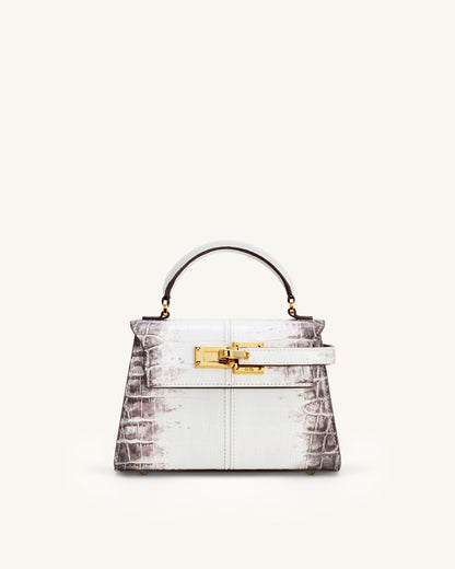 Elise Top Handle Bag - White Croc | JW PEI